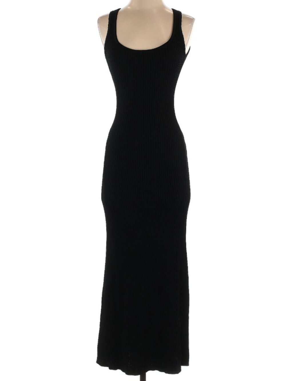 Dissh Billie Midi Dress Black Long Rib Maxi Striped Scoop Neck Knit Tank Small S